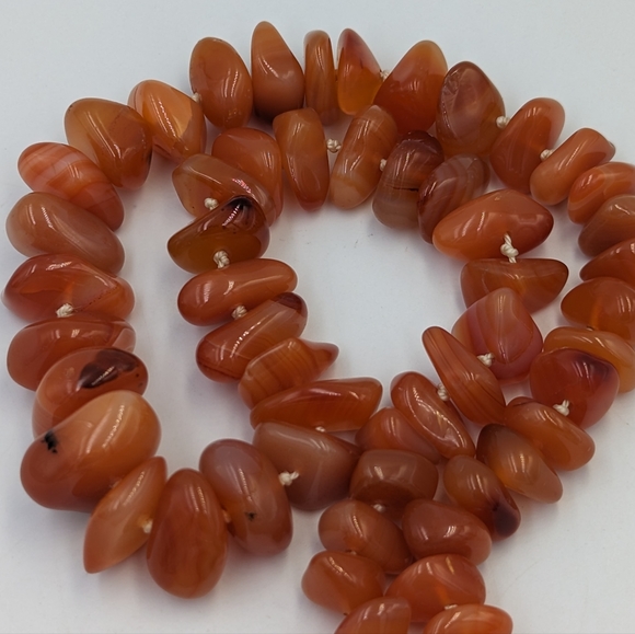 Vintage Beautiful Polish Nuggets Red Agate Gemstone Knotted Necklace 21" - Picture 6 of 12